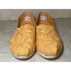 Toms Womens Yellow Embroidered‎ Semi-sheer Slip-On Shoes Casual Boho Cottagecore